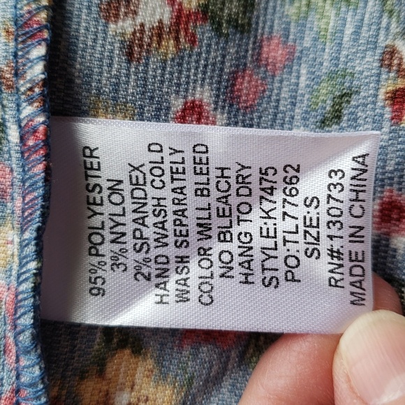 Umgee Corduroy Floral Shirtdress Small Blue Button Down Long Sleeve Lightweight - Picture 10 of 10